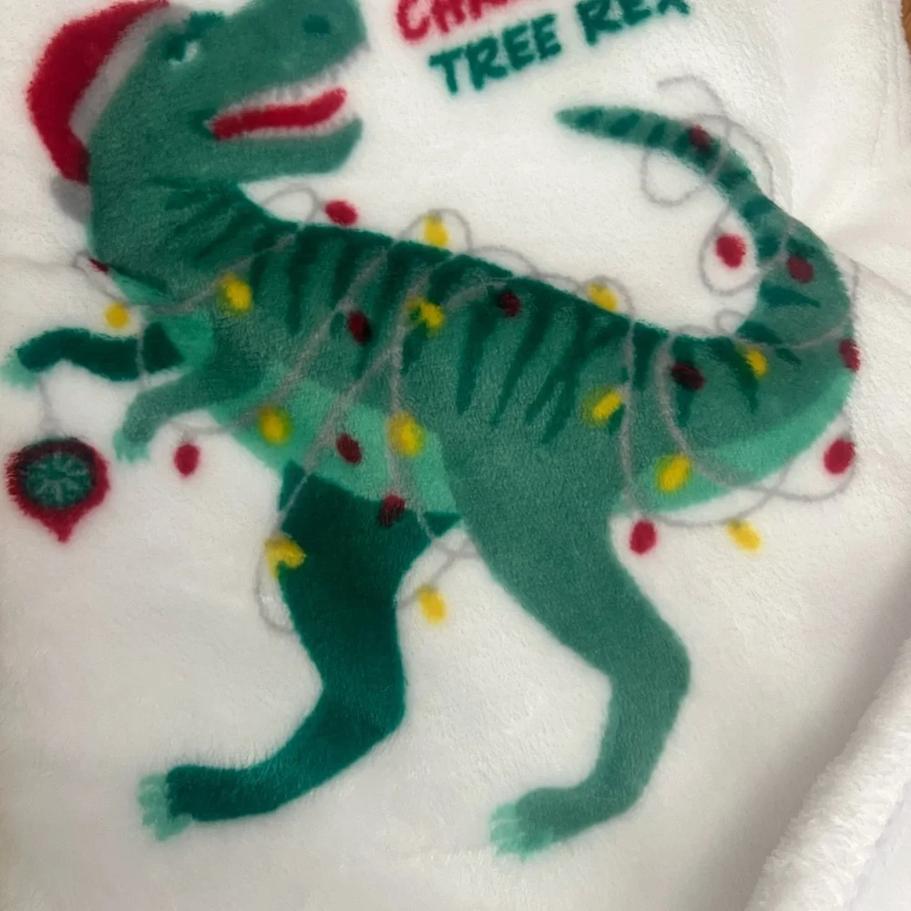 Christmas holiday dinosaur blanket